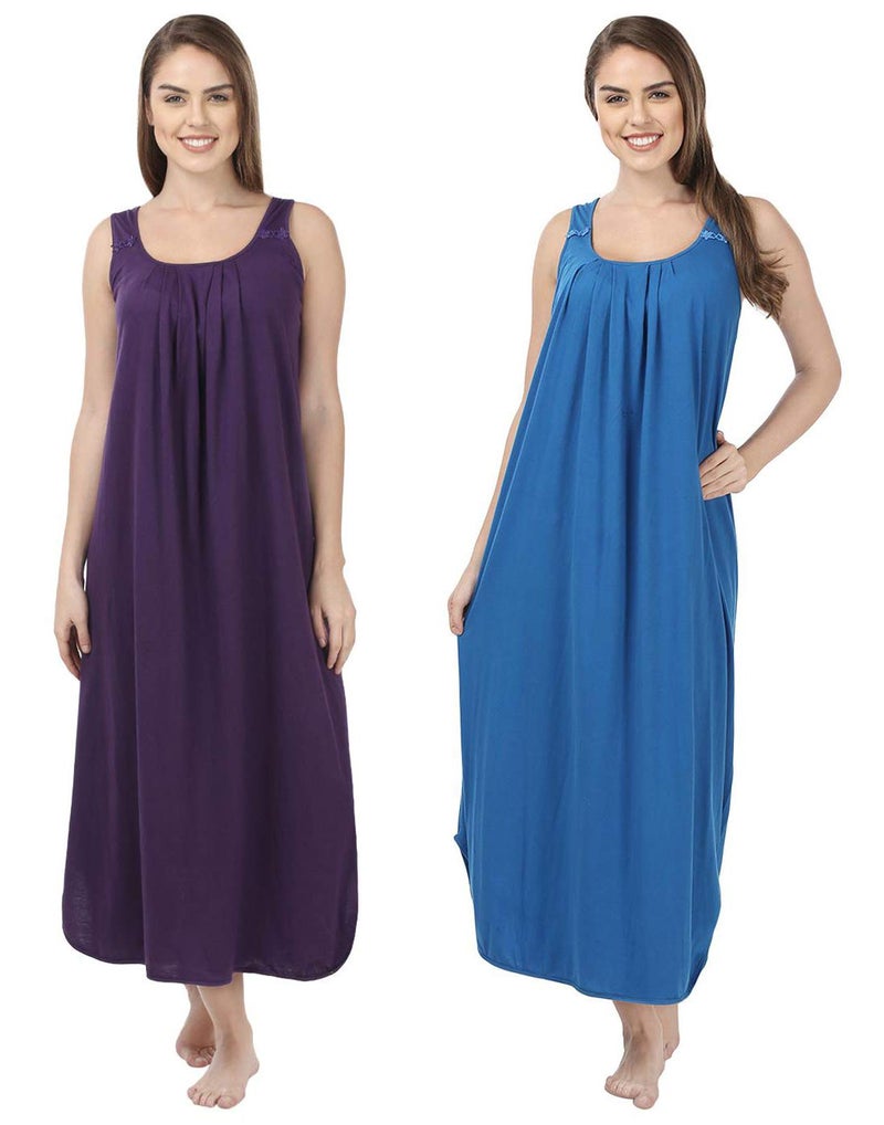 BLAZON Women's Cotton Hosiery Solid Maxi Nighty Slip (Pack of 2 11003 BLUEVIOLET_Royal_Blue_XXL_Blueviolet_Royal_Blue_XX-Large) - Image 1