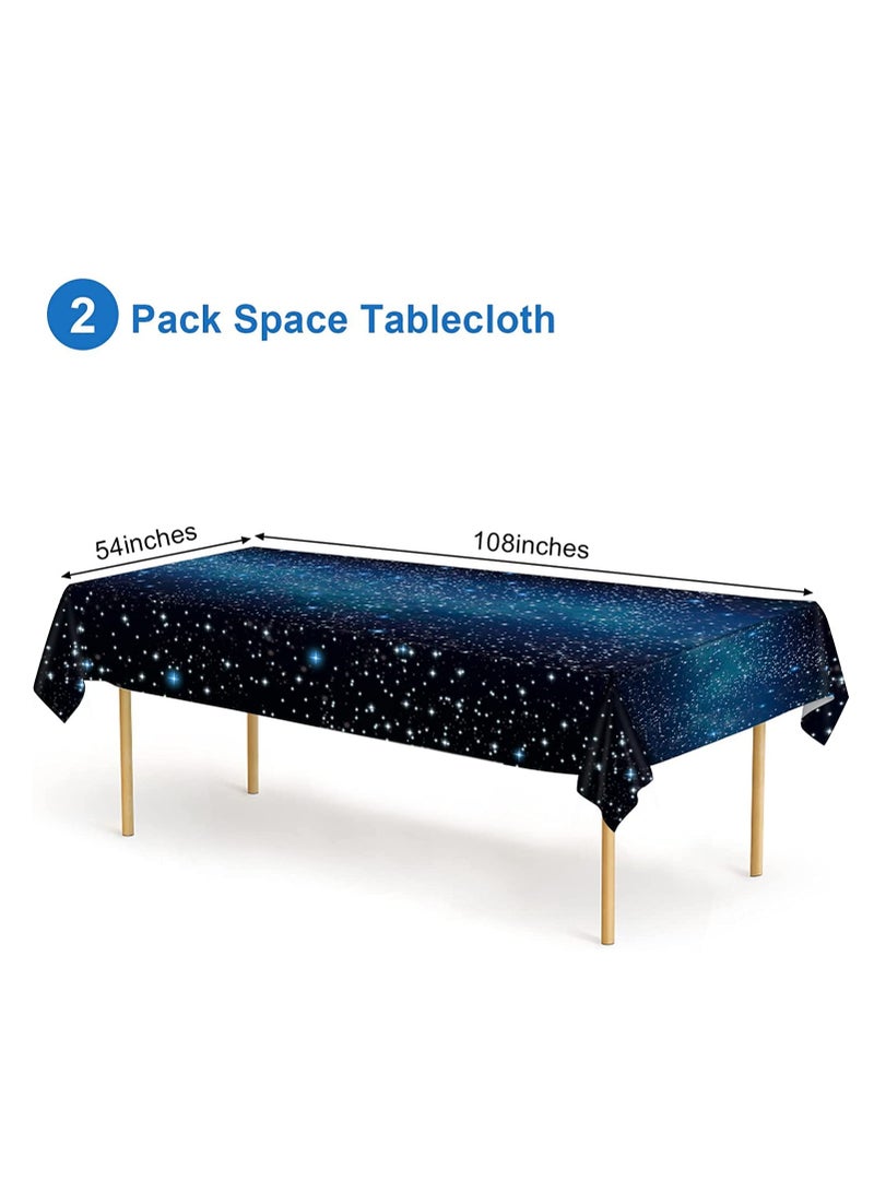 Barakah Tablecloth Space, Plastic Galaxy Table Cloth All Printed Starry Sky, Waterproof Oil Proof Galaxy Party Tablecloth Star Tablecloth 2 Pack 54'' x 108'' - Image 2