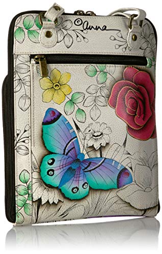 Anna by Anuschka Women's Genuine Leather Tall Zip-Around Cross Body| Hand Painted Original Artwork | Floral Paradise - Image 2