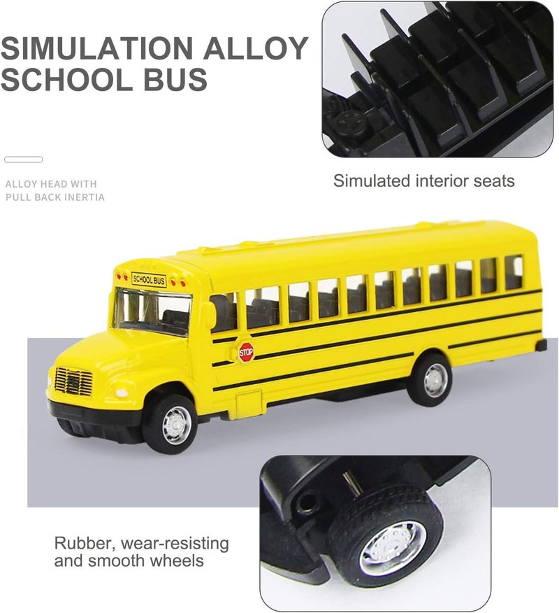 Coolplay Mini Toy Car Simulation Alloy Puck Back School Bus for Kids, Die Cast Vechile Model Educational Toys for Boy and Girl - Image 2