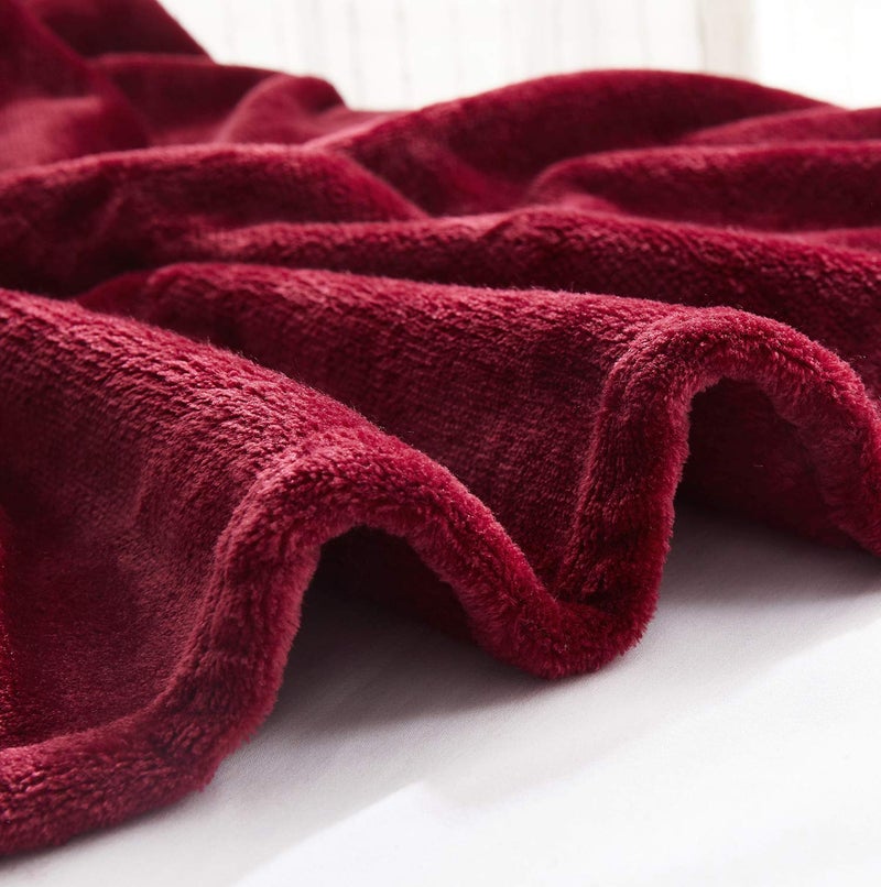 TASTHROW Large Flannel Fleece Throw Blanket, 50Ã—70 Inch - Cozy Lightweight Thick Blanket - All Seasons Suitable for Women, Men and Kids (Burgundy) - Image 4