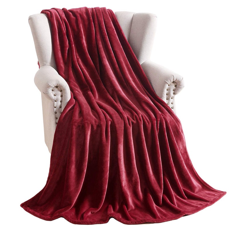 TASTHROW Large Flannel Fleece Throw Blanket, 50Ã—70 Inch - Cozy Lightweight Thick Blanket - All Seasons Suitable for Women, Men and Kids (Burgundy) - Image 3