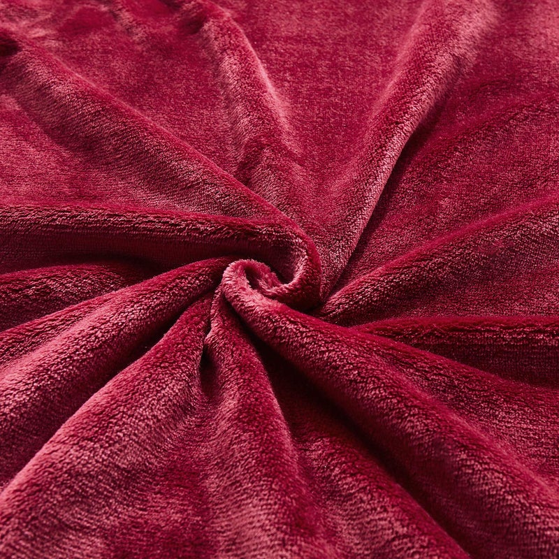 TASTHROW Large Flannel Fleece Throw Blanket, 50Ã—70 Inch - Cozy Lightweight Thick Blanket - All Seasons Suitable for Women, Men and Kids (Burgundy) - Image 2