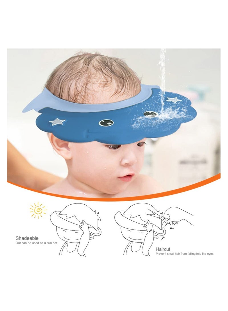 2 Pack Soft Silicone Baby Bath Caps Adjustable Hair Washing Shields for Kids 6 Months and Up Shampoo Visor Protector - Image 2