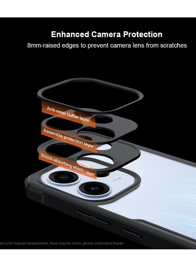 XUNDD Clear Case for Oppo Reno 15 Pro 5G | Premium Rugged | Durable Shock-absorbing Frame | Black Border | Thermoplastic Polyurethane | Airbag Anti-drop Protection - Clear - Image 5