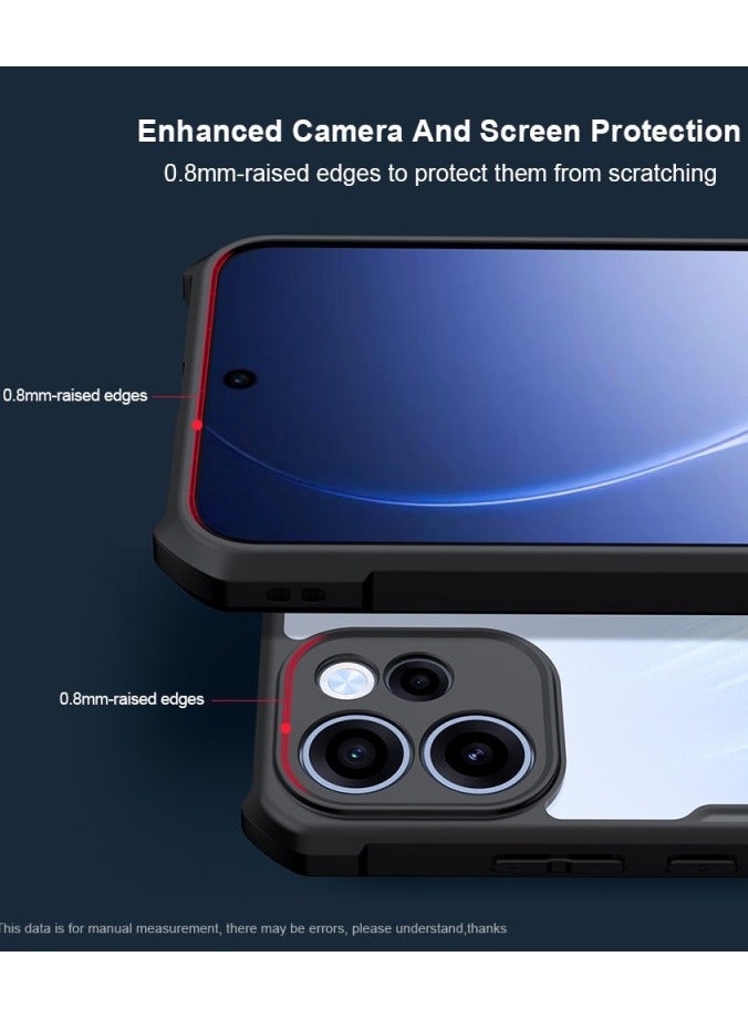 XUNDD Clear Case for Oppo Reno 15 Pro 5G | Premium Rugged | Durable Shock-absorbing Frame | Black Border | Thermoplastic Polyurethane | Airbag Anti-drop Protection - Clear - Image 2