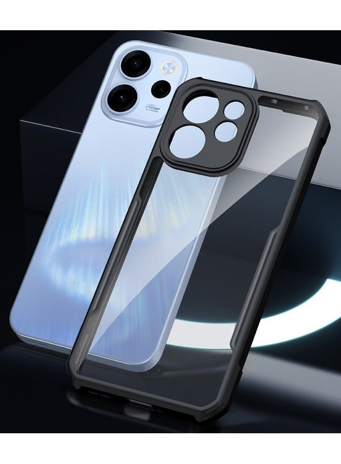 XUNDD Clear Case for Oppo Reno 15 Pro 5G | Premium Rugged | Durable Shock-absorbing Frame | Black Border | Thermoplastic Polyurethane | Airbag Anti-drop Protection - Clear - Image 4
