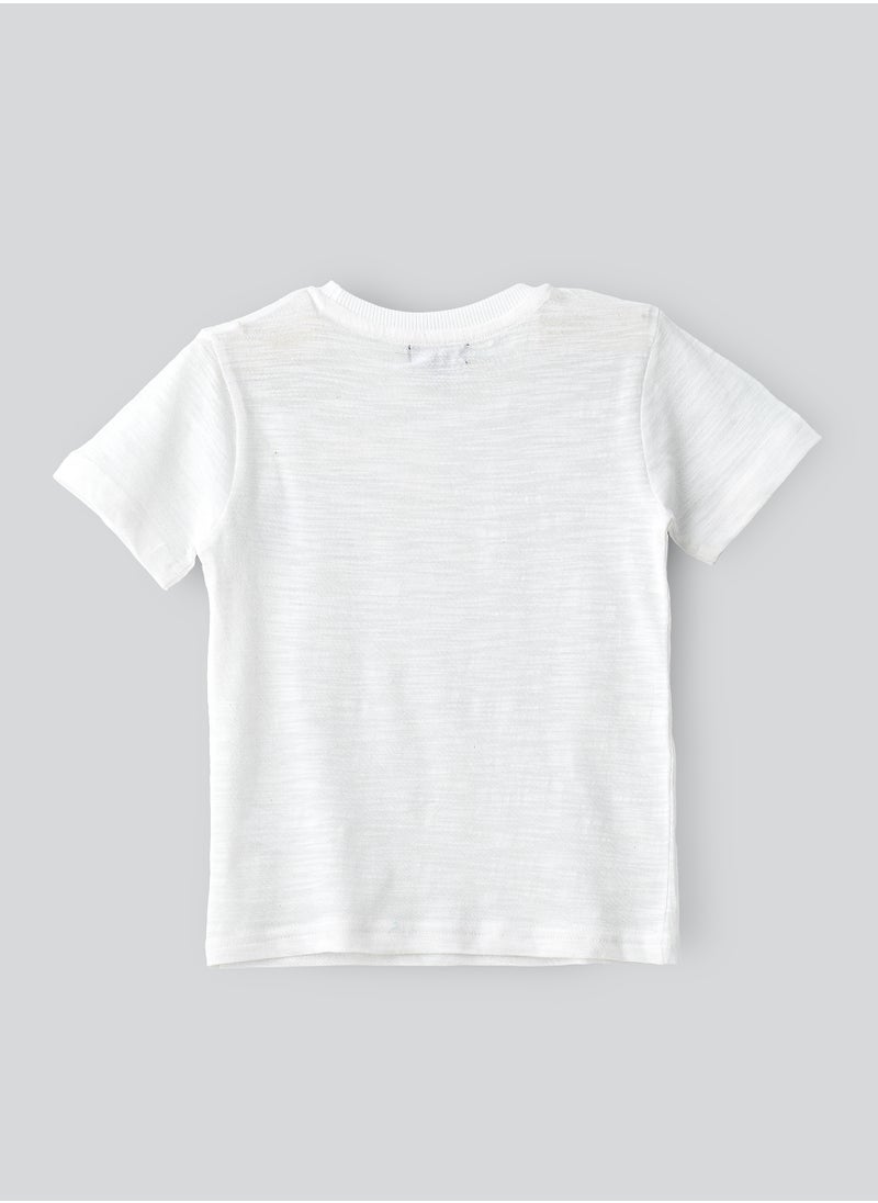 JAM Boys' White Dinosaur Graphic Cotton T-Shirt  - Image 2