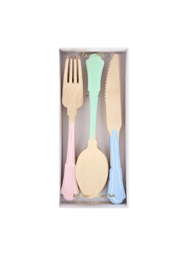 Meri Meri Elegant Mixed Colour Wooden Cutlery Set