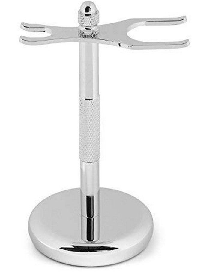 G.B.S - Gbs Chrome Shaving Brush & Razor Stand Ensures Proper Storage Of Your Best Tools Including Badger And Synthetic Brushes And All Razors Safety De And Straight - Image 1