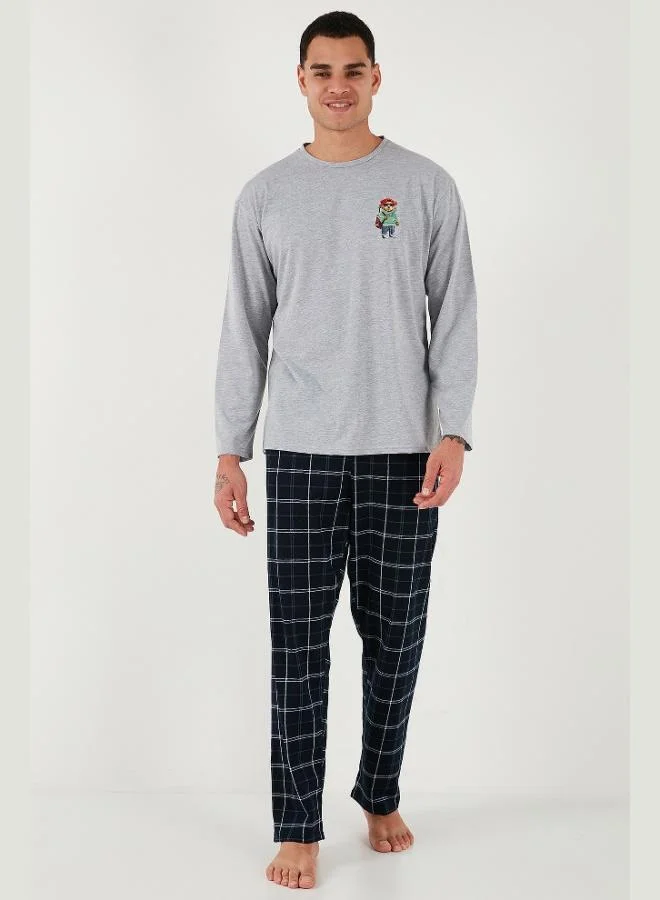 Buratti  Buratti Plaid Regular Fit High Waist Pocket Crew Neck Pajama Set Men's PAJAMAS SET 6574002 for Men | Best Price UAE