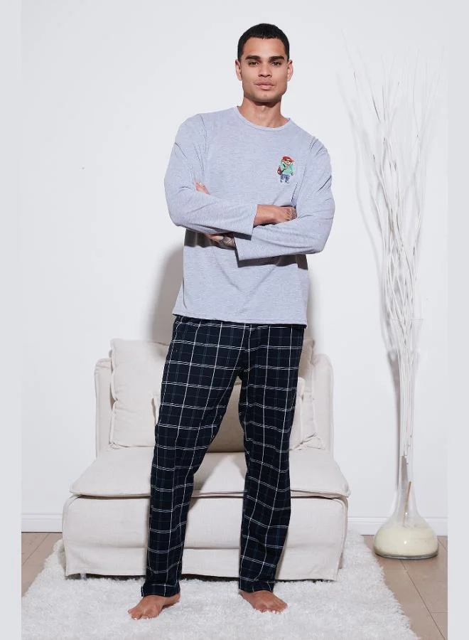 Buratti Plaid Regular Fit High Waist Pocket Crew Neck Pajama Set Men's PAJAMAS SET 6574002