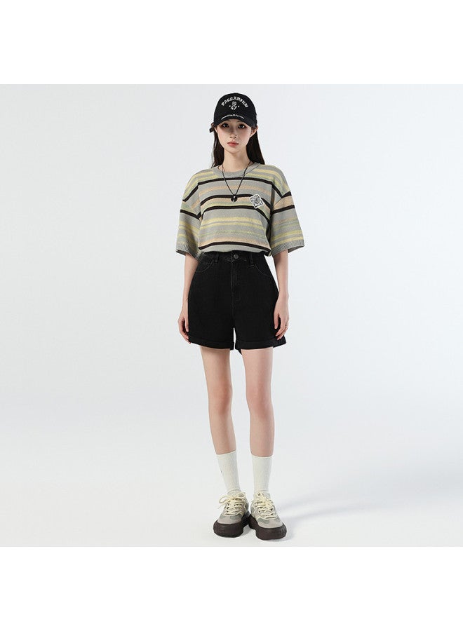 PALLADIUM Size Runs Large Summer Short-Sleeved T-Shirt Round Neck Stripe Men'S And Women'S Short-Sleeved Top - Image 3