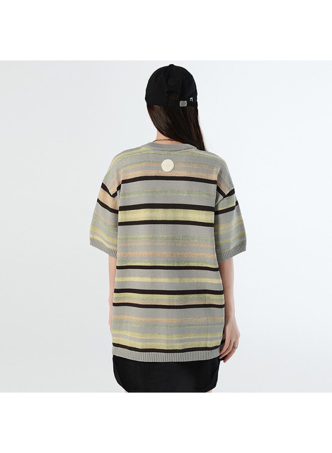 PALLADIUM Size Runs Large Summer Short-Sleeved T-Shirt Round Neck Stripe Men'S And Women'S Short-Sleeved Top - Image 4