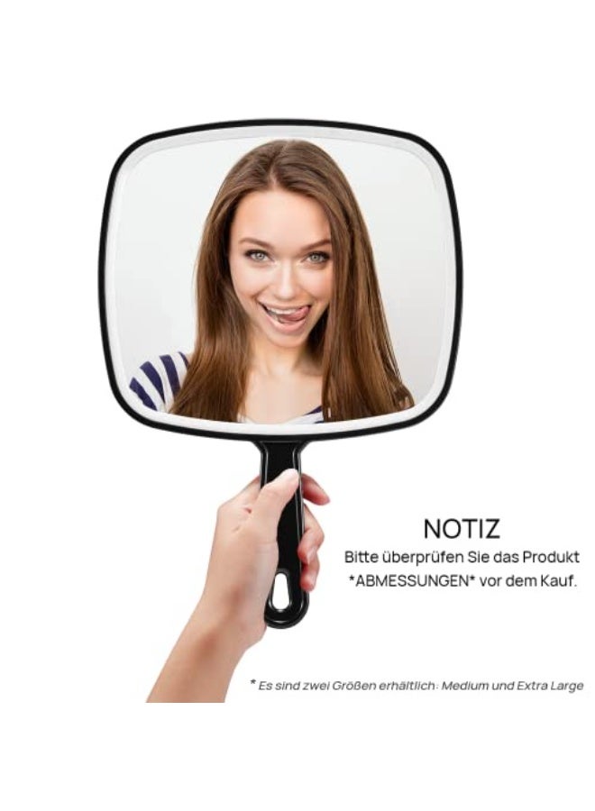 Extra Large Black Hand Held Mirror with Handle Square 23 cm W x 30 cm L  - Image 2