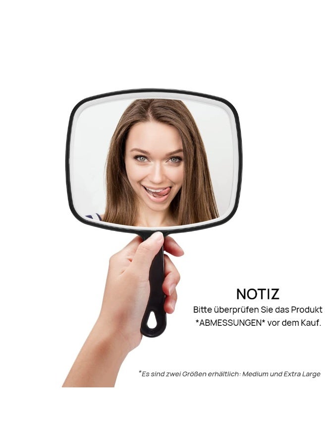 Extra Large Black Hand Held Mirror with Handle Square 23 cm W x 30 cm L  - Image 5
