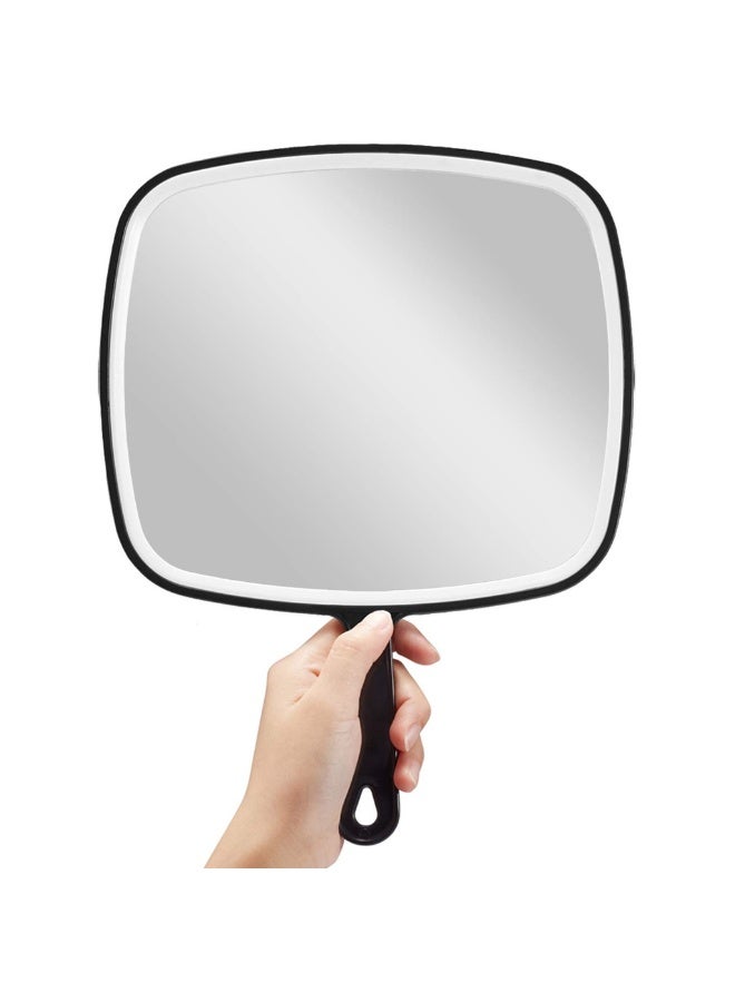 Extra Large Black Hand Held Mirror with Handle Square 23 cm W x 30 cm L  - Image 1