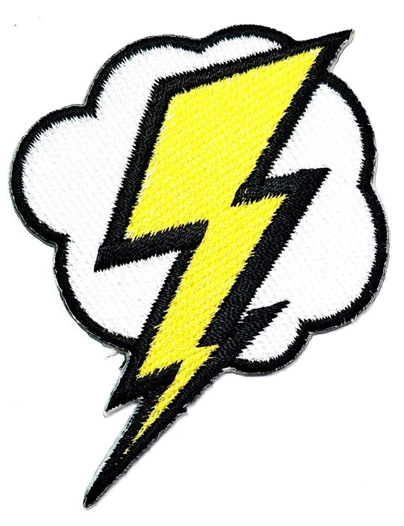 PARITA White Cloud Bolt Thunder Storm Sky Embroidered Iron on Patch Cartoon Stickers Pretty Sewing On Patches Reward Gift Embroidery Jacket Polo TShirt Hat Bag Costume