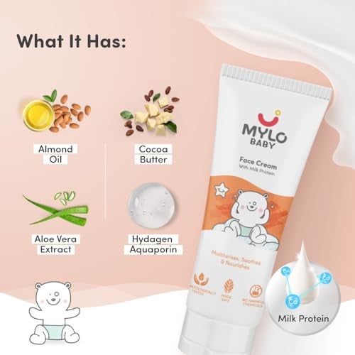 Mylo Baby Cream for Face 100 gm | Dermatologically Tested | Made Safe Certified | Nourishes and Brightens Skin | Soothes Skin Irritation | 24 Hours Moisturization - Image 3