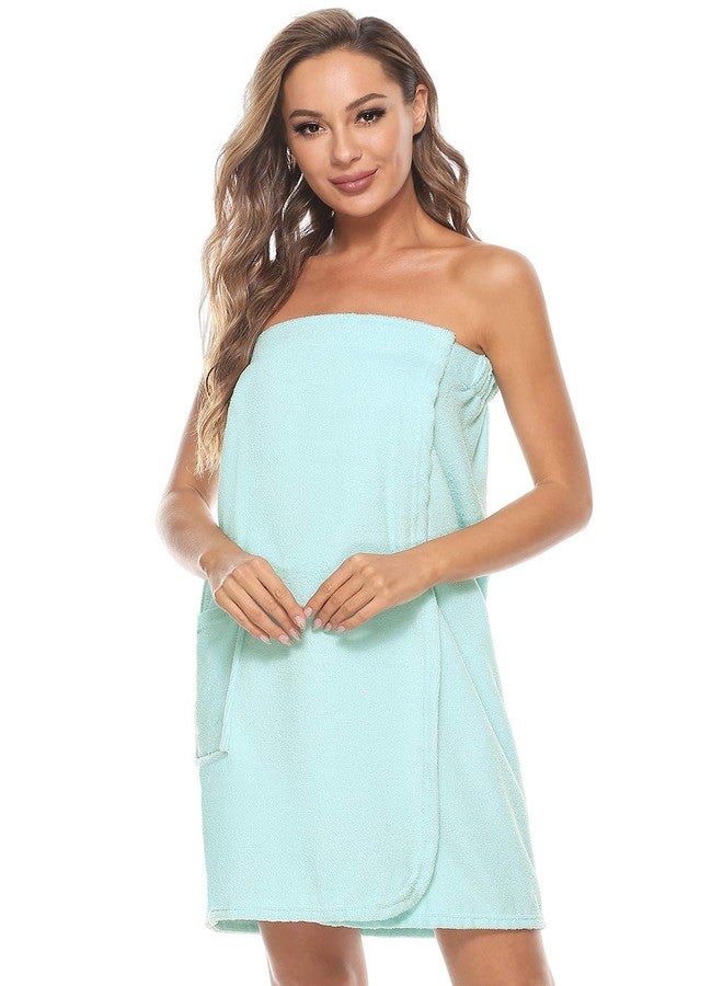 Orrpally Women Shower Wrap Robe Bath Wrap Towel Spa Body Wrap Adjustable Closure Bathrobe Blue S/M - Image 2