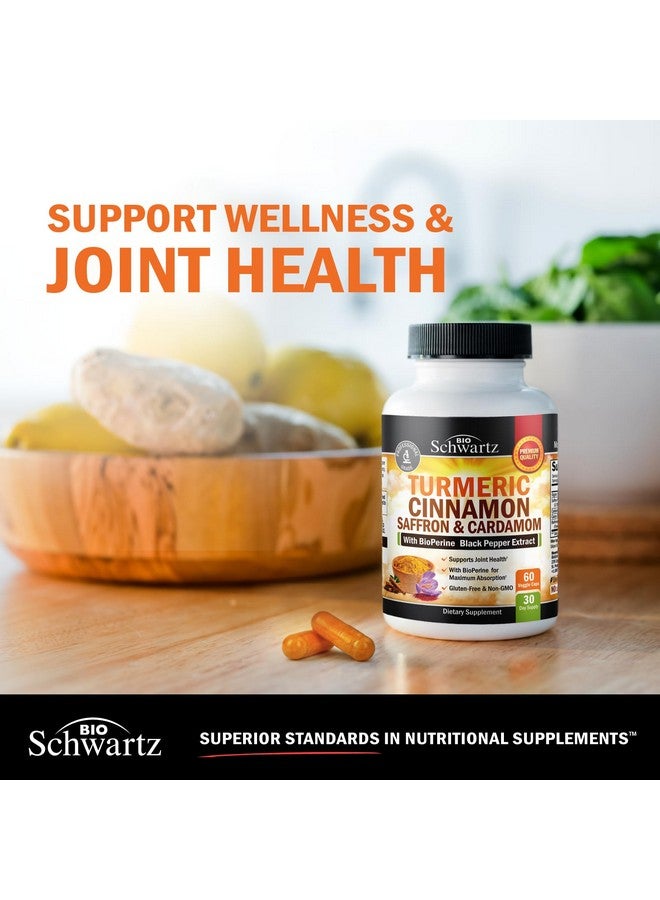 BioSchwartz Turmeric Supplement with Saffron, Cinnamon and Cardamom Plus BioPerine Black Pepper Extract for Optimal Absorption, Natural Tumeric Curcumin Joint Support Supplement for Women and Men, 60 Capsules - Image 5