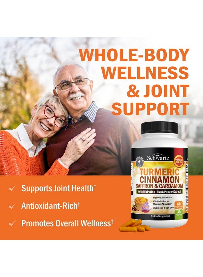 BioSchwartz Turmeric Supplement with Saffron, Cinnamon and Cardamom Plus BioPerine Black Pepper Extract for Optimal Absorption, Natural Tumeric Curcumin Joint Support Supplement for Women and Men, 60 Capsules - Image 3