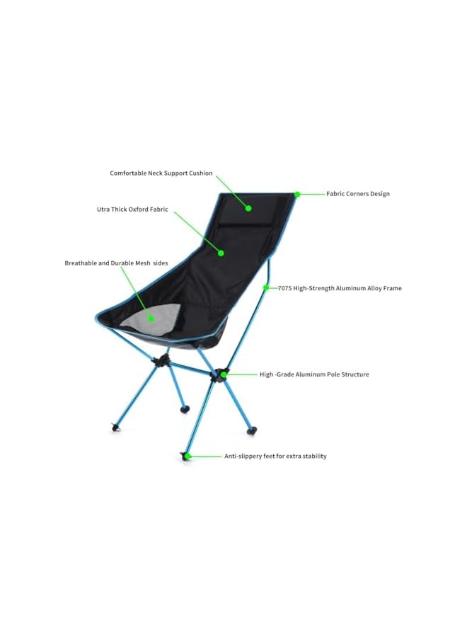 PROMASS Camping Chair - Ultralight Portable High Back Folding Chair, Backpacking Chair With Headrest And Carry Bag, Compact Collapsible Chair For Outdoor Camping, Travel, Beach, Picnic, Hiking - Image 3
