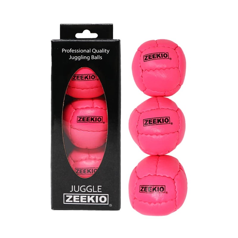 Zeekio  Galaxy Juggling Ball  Professional Grade  Suitable for All Levels  Ages  Premium 12 Panel Genuine Leather Ball Durable  130 Grams 67mm  Set of 3  Pink - Image 2