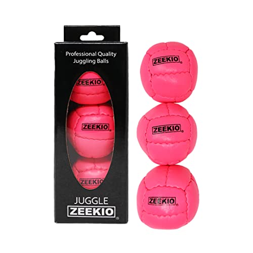 Zeekio  Galaxy Juggling Ball  Professional Grade  Suitable for All Levels  Ages  Premium 12 Panel Genuine Leather Ball Durable  130 Grams 67mm  Set of 3  Pink - Image 1