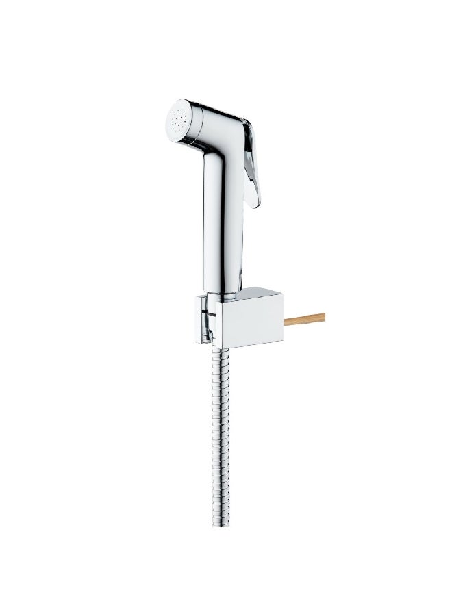 Chrome Finish Modern Push Handle Durable Metal Shattaf Set Silver 4.5 x 19 x 22 cm DH021