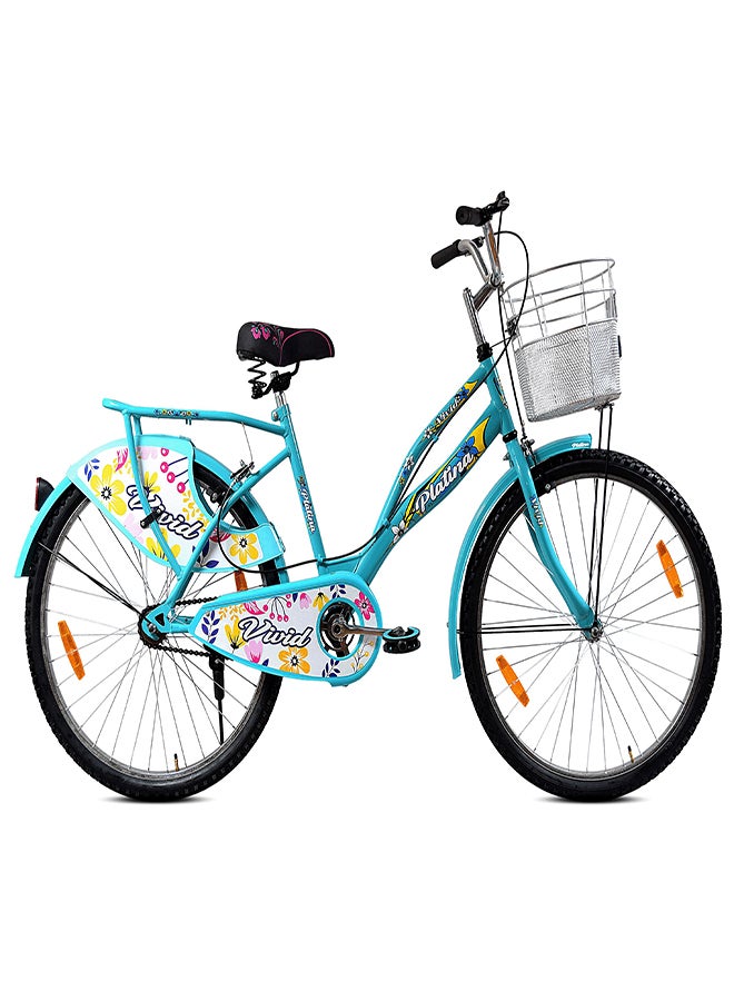 Vivid Platina 26 Inch || Single Speed  || Rigid Suspension & Calliper Brake || For Women || Aqua Blue Color || Frame Size-18 Inch  - Image 1