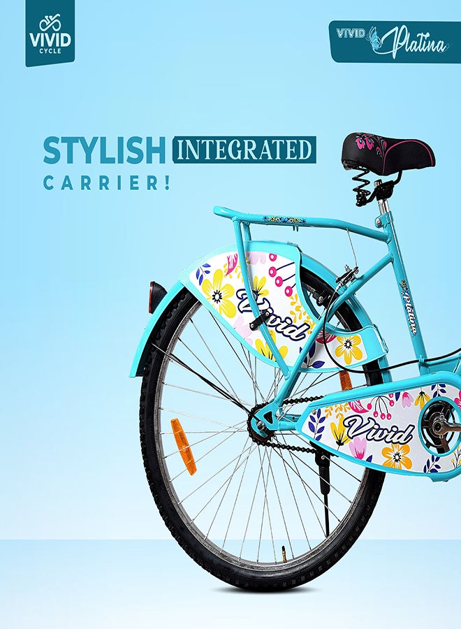 Vivid Platina 26 Inch || Single Speed  || Rigid Suspension & Calliper Brake || For Women || Aqua Blue Color || Frame Size-18 Inch  - Image 5