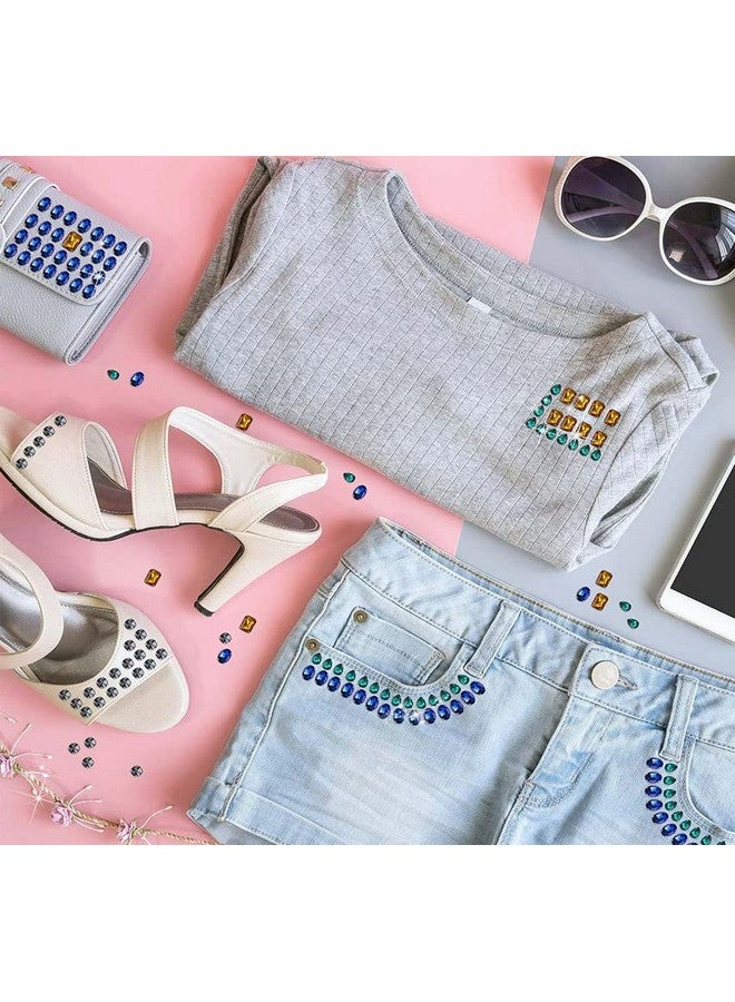 DIY Crafts 90 Pcs, Mix Colour, Sew on Rhinestone Glass Crystals Acrylic Gems with Hole Silver Prong Setting Flatback Claw Mix Shape Mix Size for DIY Crafts Dress Clothes S (90 Pcs, Mix Colour) - Image 4