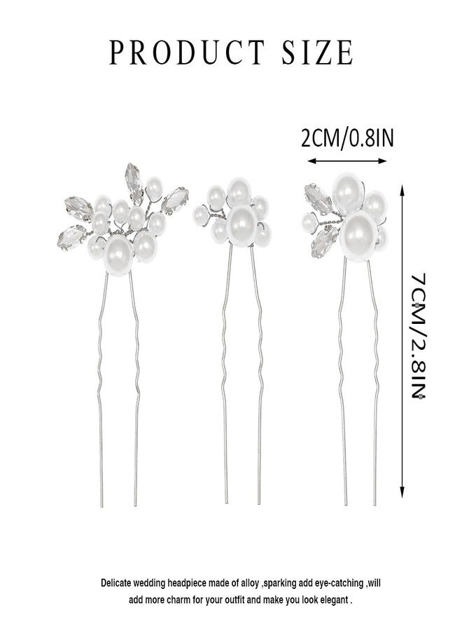 Kilshye Pearl Bride Wedding Hair Pins Rhinestone Bridal Hair Pieces Crystal Prom Hair Accessories for Women and Girls (Pack of 3) (Silver) - Image 5