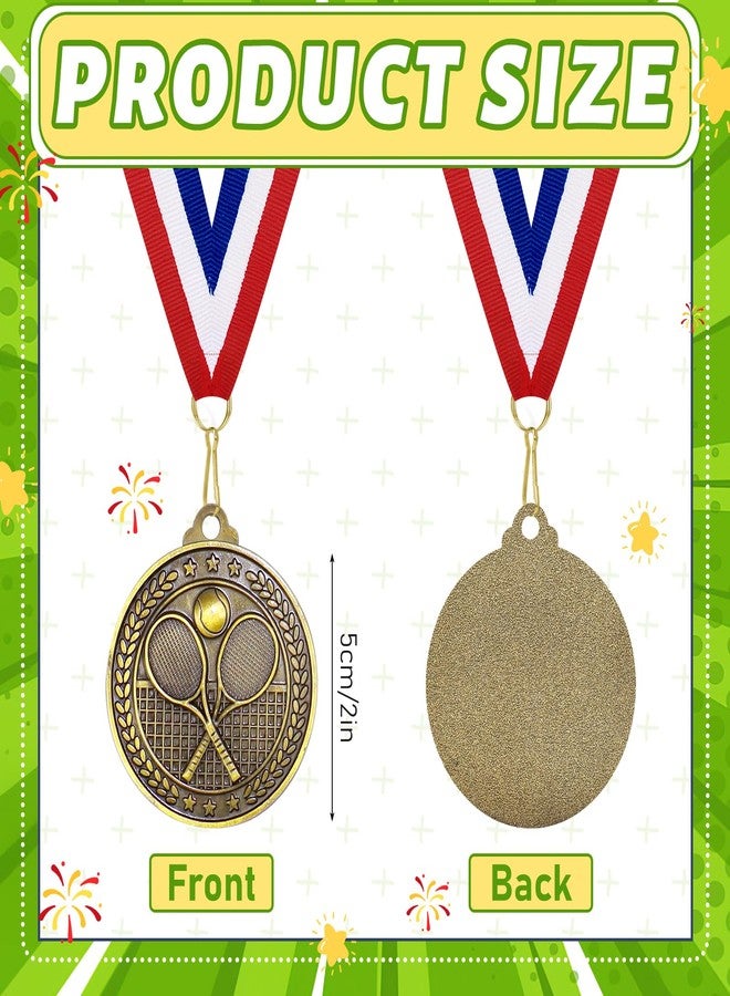 KisSealed 30 Pcs Gold Medals Bulk, 2'' Tennis Medals with Neck Ribbons Tournament Medals Metal for Adults Team Participation Winner Gift Sports Themed Party Favors Award Prize - Image 2