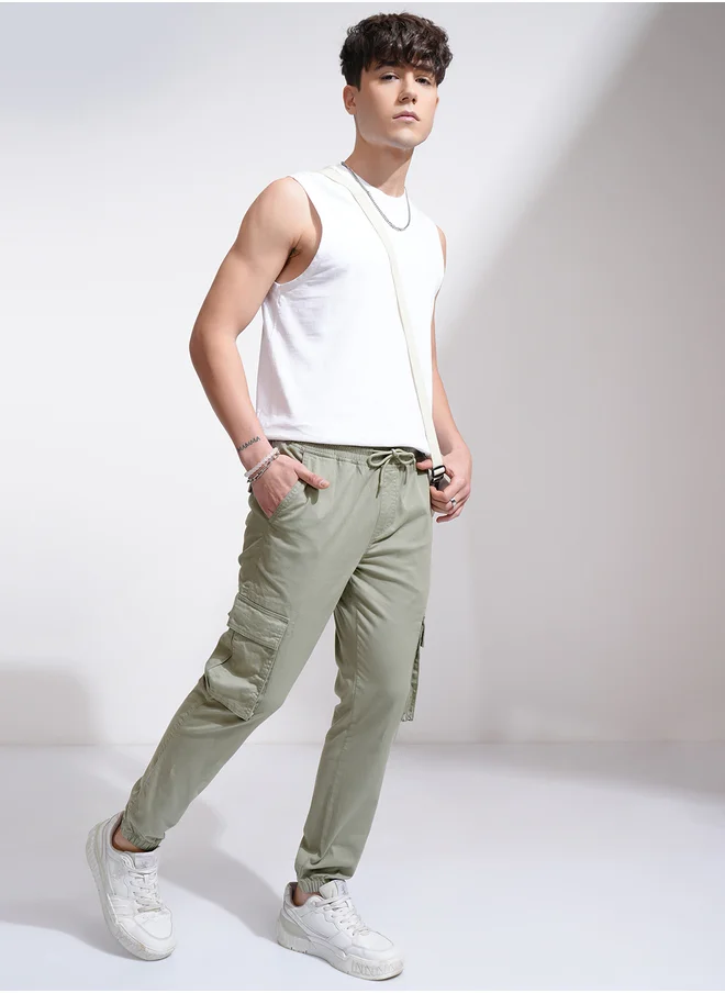 هاي لاندر Highlander Mid Rise Slim Fit Joggers Trousers