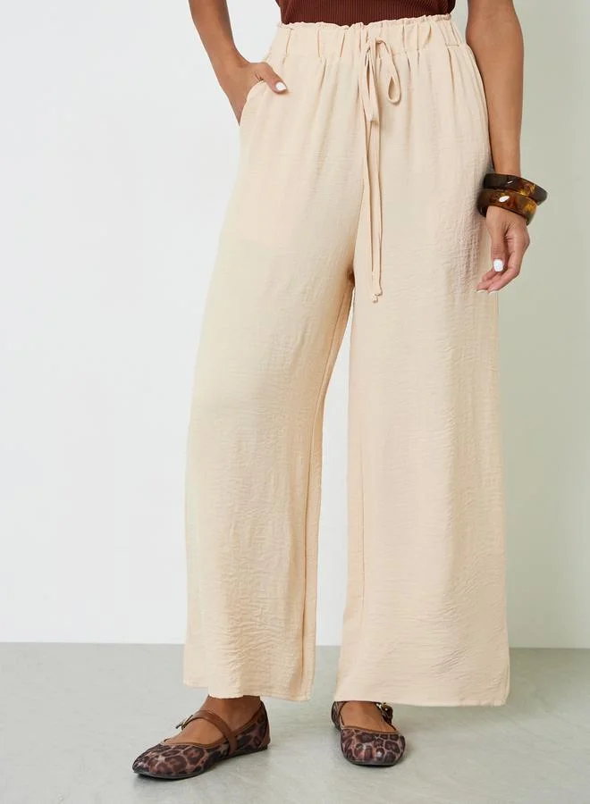 Take Two Monochrome Wide-Leg Drawstring Trousers