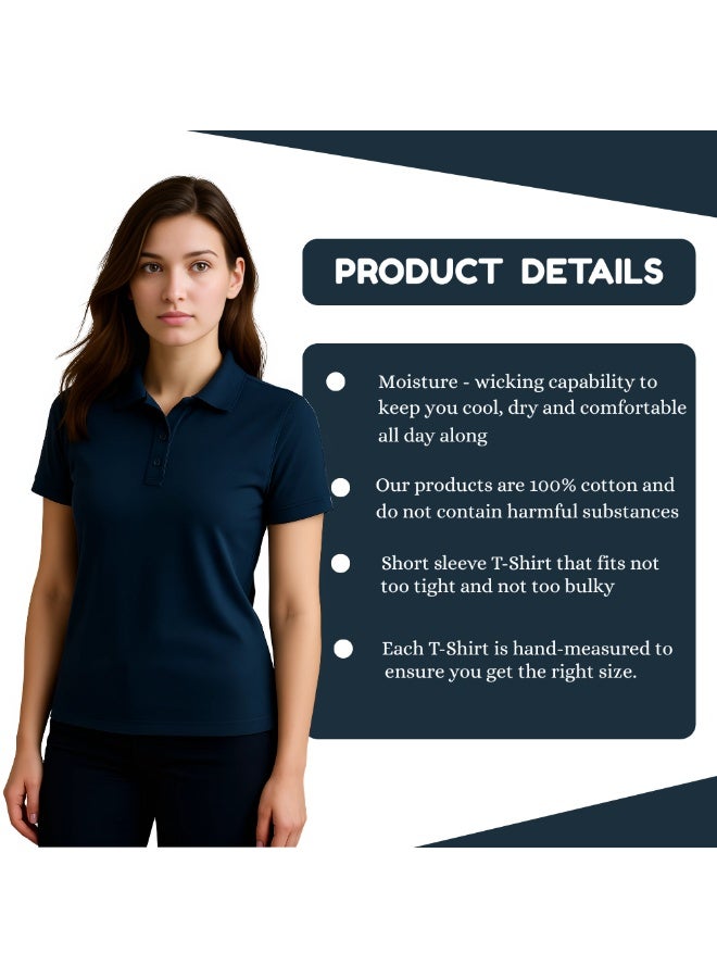 PRINTSHOP4ME Women's Regular-Fit Golf Polo T-shirt Pure Cotton Short Sleeve 220 GSM Basic Colors - Image 3