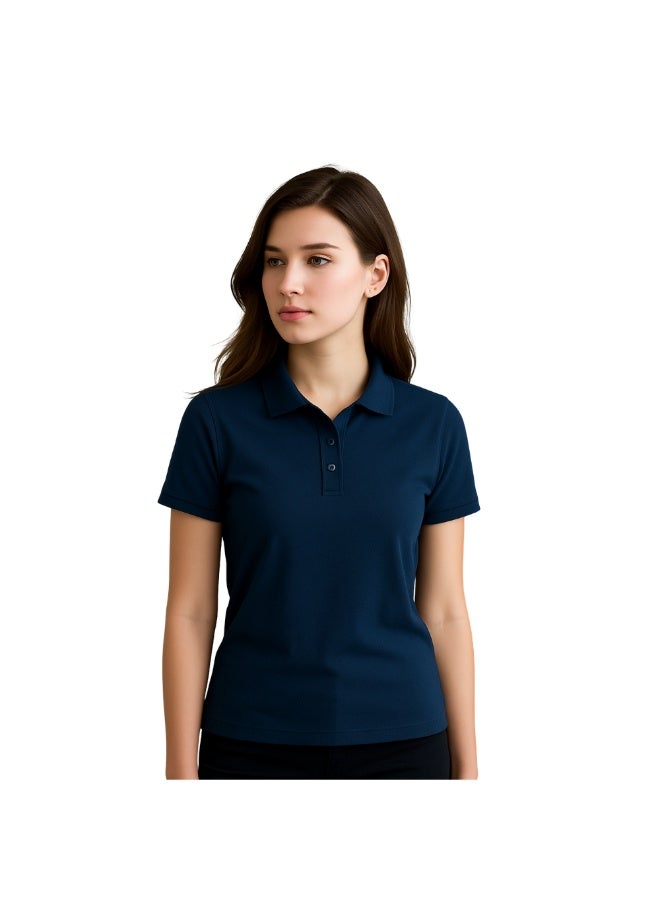 PRINTSHOP4ME Women's Regular-Fit Golf Polo T-shirt Pure Cotton Short Sleeve 220 GSM Basic Colors - Image 2