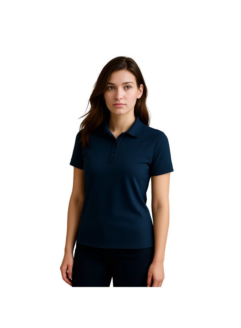 PRINTSHOP4ME Women's Regular-Fit Golf Polo T-shirt Pure Cotton Short Sleeve 220 GSM Basic Colors - Image 1