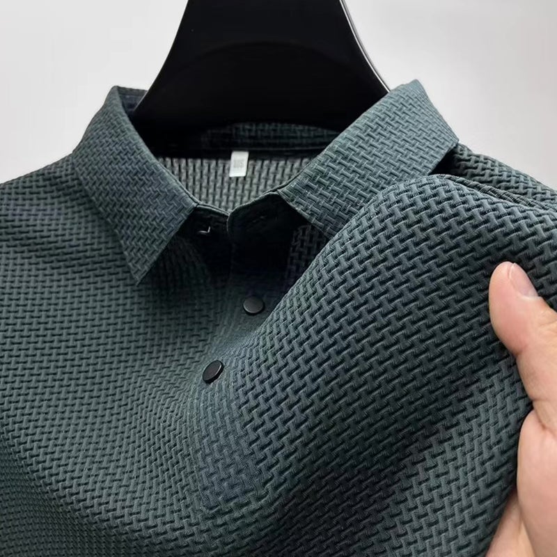 Mens Luxury Short Sleeve Polo Shirt T703-Green (jacquard polo shirt)