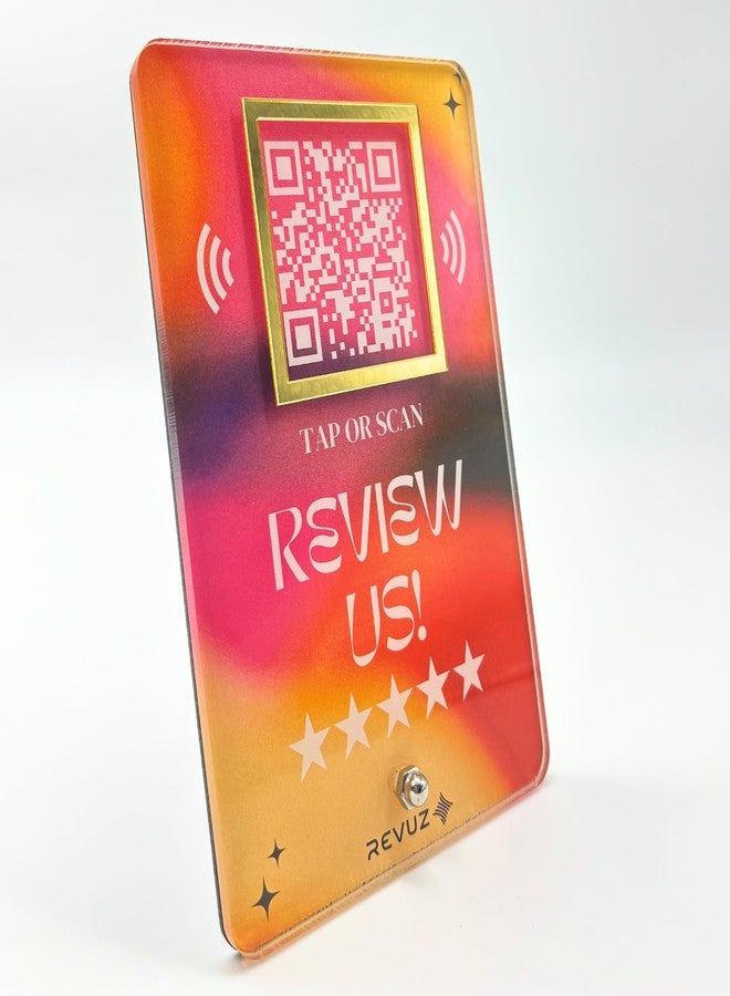 حامل مراجعة REVUZ Luxe عبر الإنترنت | حامل أكريليك فاخر لسهولة المراجعة عبر الإنترنت | خاصية النقر بتقنية NFC / مسح رمز الاستجابة السريعة (M08) - Image 3