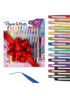 Paper Mate Flair Felt Tip Pens, Medium Point 0.7 Millimeter Marker Pens, Back To School Supplies For Teachers & Students, Stocking Stuffers, Assorted Colors, 24 Count  - Image 1