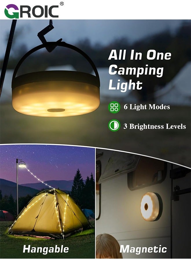 GROIC 2 in 1 Camping String Lights, 10M String with Warm White 132 LEDs, USB Rechargeable with Remote Control, Adjustable Brightness, Light Modes, Portable Camping Light for Outdoor, Decoration - Image 3