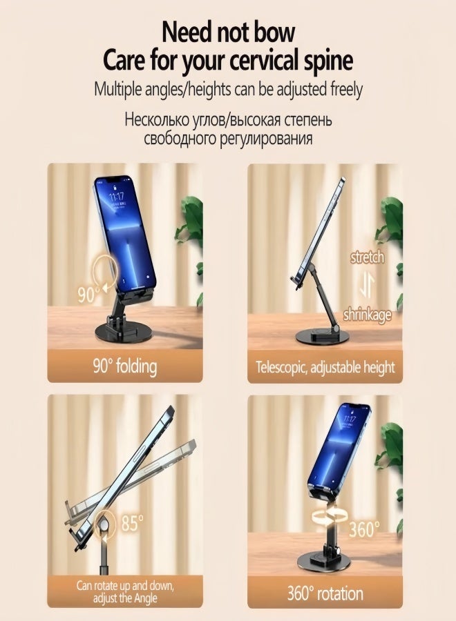 الصفحة الرئيسية حامل هاتف محمول | تصميم قابل للطي متعدد الوظائف، متوافق مع هواتف iPhone 17/16/15/14/13/12/11 X Xr Pro Max وسلسلة Galaxy S24 S23 وXiaomi وHonor الذكية | مثالي للاستخدام المنزلي/المكتبي ومكالمات الفيديو ومشاهدة المسلسلات (أسود) - Image 2