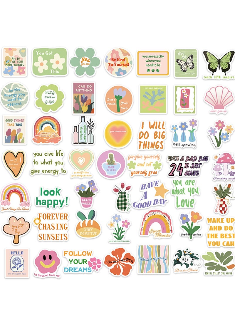 Loquat Pink Green Inspirational Stickers Pack 50PCs Aesthetic Vinyl Waterproof Decals Stickers for Car Hydro Flask Water Bottle Laptop Stickers  - Image 2