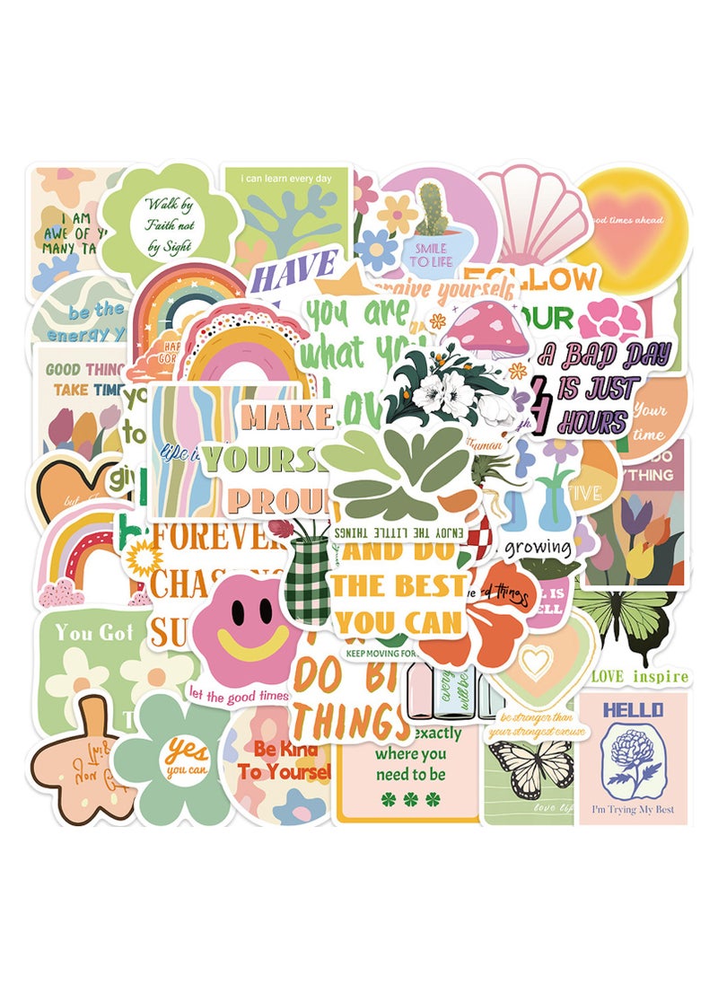 Loquat Pink Green Inspirational Stickers Pack 50PCs Aesthetic Vinyl Waterproof Decals Stickers for Car Hydro Flask Water Bottle Laptop Stickers  - Image 1