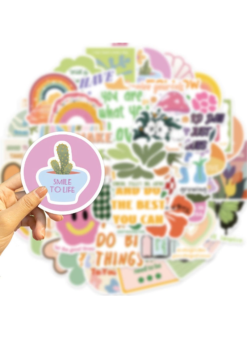 Loquat Pink Green Inspirational Stickers Pack 50PCs Aesthetic Vinyl Waterproof Decals Stickers for Car Hydro Flask Water Bottle Laptop Stickers  - Image 3