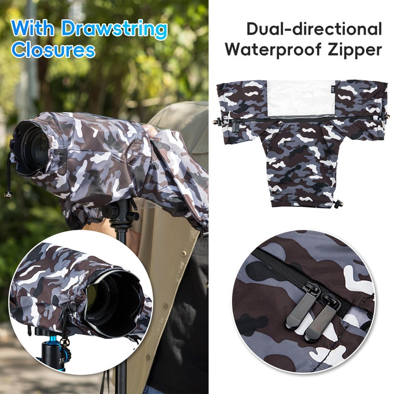 Kiorafoto Camera Rain Cover Sleeve Gear Camo for Canon EOS R5 Mark II R10 R7 R6 R Rp Rebel T7 T8i T7i 90D 80D 4000D SL3 SX70 Nikon Z7II Z6II Z5 D780 D850 D7500 D5600 D3500 Coolpix P1100 P1000 P950 - Image 4