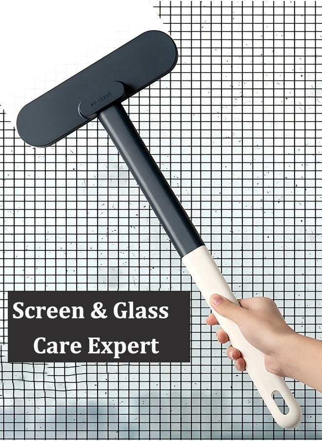 Hongyu No Need To Disassemble And Wash Long Handle Window Screen Brush Cleaner, Double-Sided Dust Removal Tool Cleaner, Wet And Dry Dual-Purpose Window Cleaning Scraper, 21CM Wide Head Multi-Surface Cleaning Brush  - Image 1